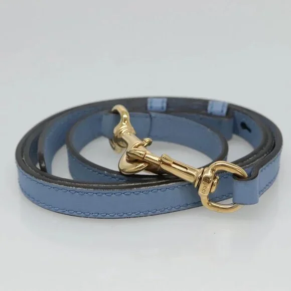 GUCCI Hand Bag Leather 2way Blue Gold 443089 Auth 121644